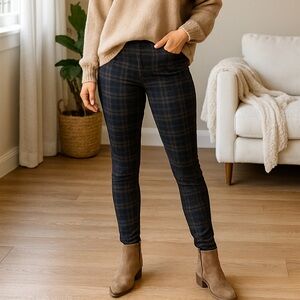 Sanctuary Black & Navy Plaid Ponte Leggings | Slim Fit | Size XS